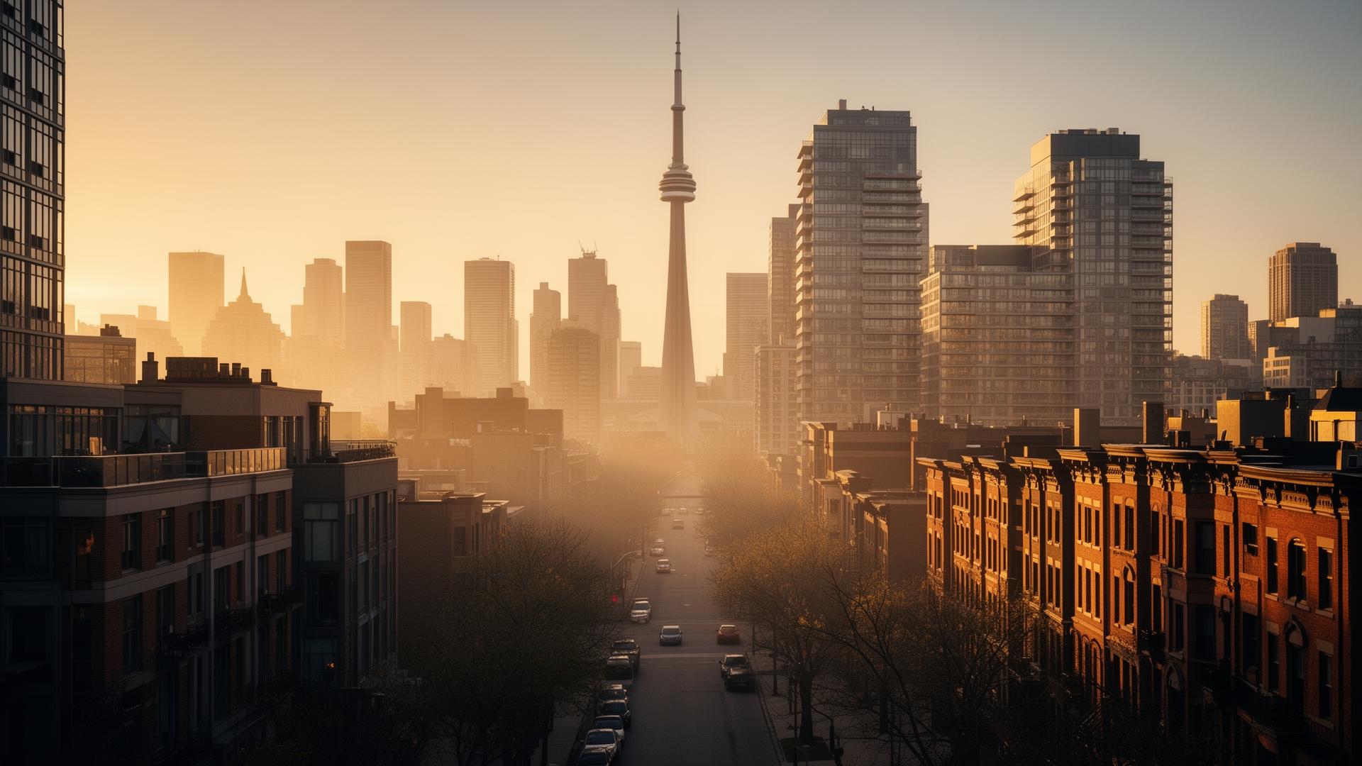 Toronto skyline at golden hour
